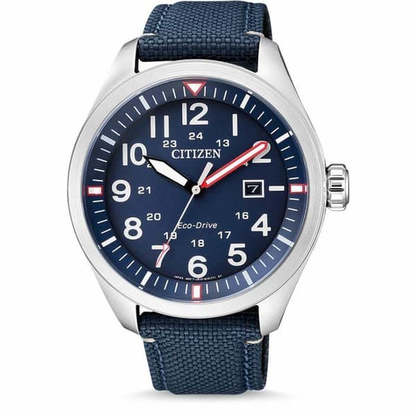 Citizen - Citizen AW5000-16L sportklocka herrklocka Läderarmband datum blå Ref 57008