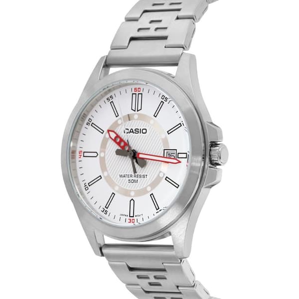 Casio Watch - Herr - MTP-E700D-7EVEF - Rostfritt stål - 38 mm - Silver - Vit