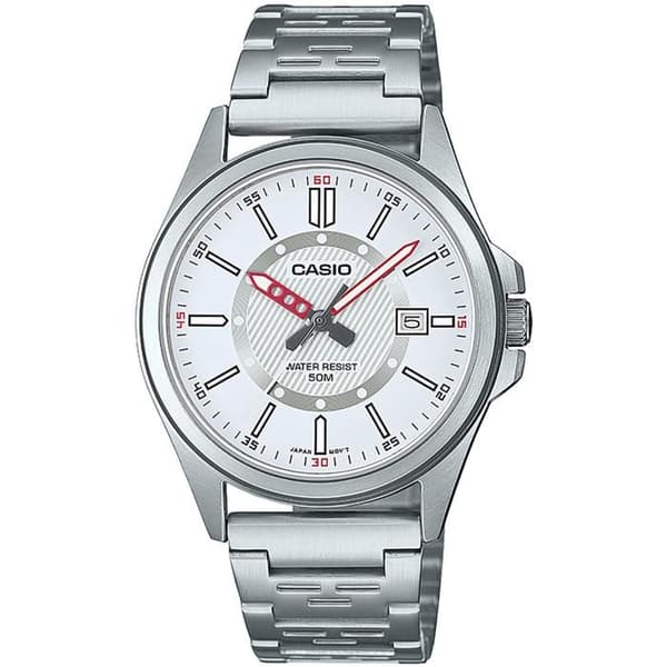 Casio Watch - Herr - MTP-E700D-7EVEF - Rostfritt stål - 38 mm - Silver - Vit