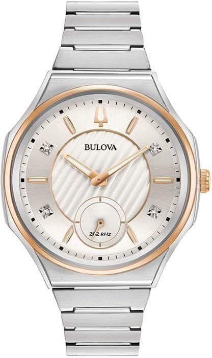 BULOVA analog klocka för kvinnor med kvartsurverk i rostfritt stål - 98P182