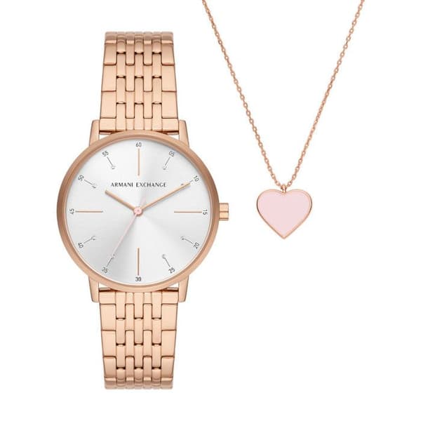 Armani Exchange Damklocka - AX7145SET i rostfritt stål Ip-rosé