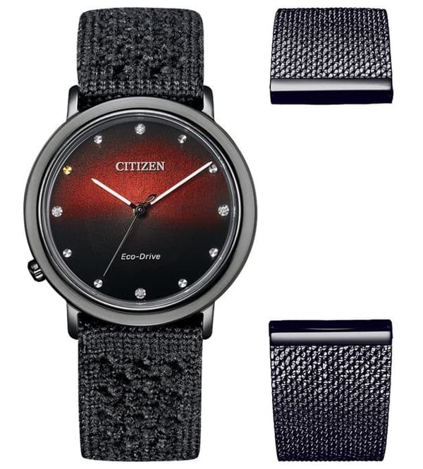 Citizen - Damklocka - Eco-Drive - Analog - Svart tygrem - EM1007-47E