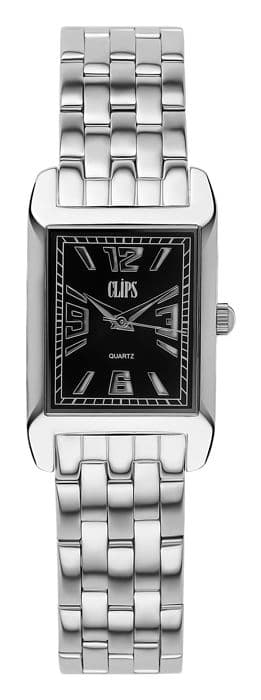 Damklocka - Clips - Stål - Analog display - Silverfärgad - Rektangulärt fodral