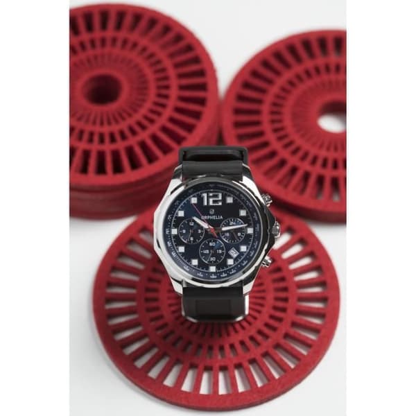 ORPHELIA Quartz Multi-Dial Herrklocka Svart gummiarmband OR86700