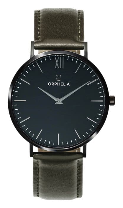 ORPHELIA - Herrklocka - Kvarts - Analog - Läderarmband - Grön - OR61801