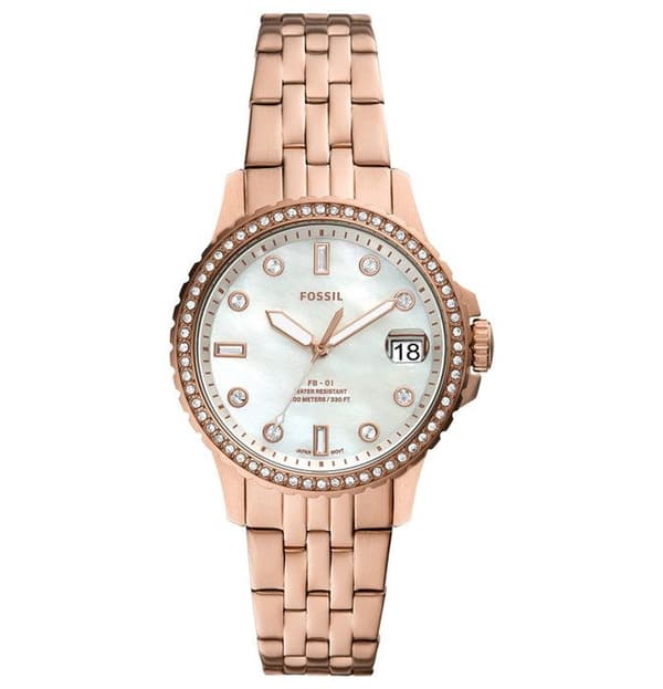 Fossil - Damklocka - Kvarts - Analog - Armband i rostfritt stål Ip-rosé - ES4995