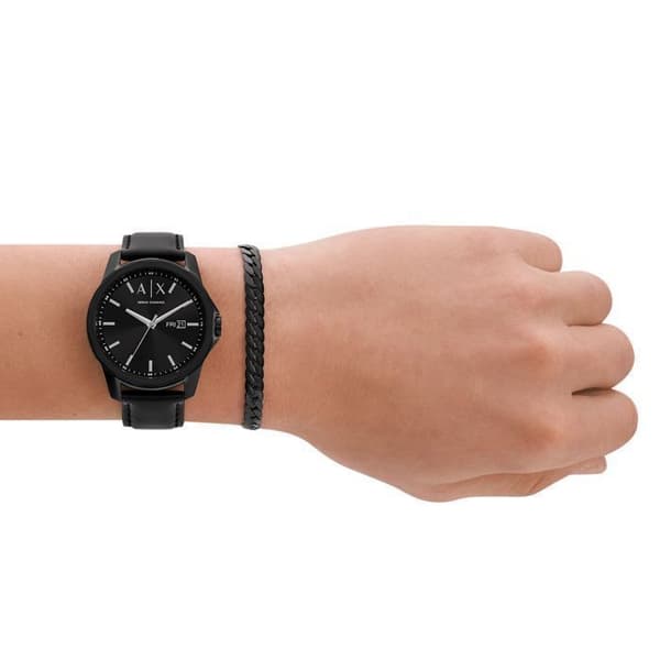 Armani Exchange Watch - Herr - AX7147SET - Svart läder - Vattentät 5 Atm