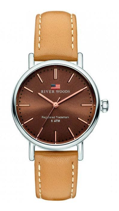 Klocka - River Woods - RW340017 - Brunt Läder - Quartz - Vattentålig 5 bar
