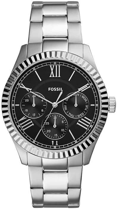 Fossil herrkvartsklocka med flera urtavlor med silverarmband i rostfritt stål FS5631