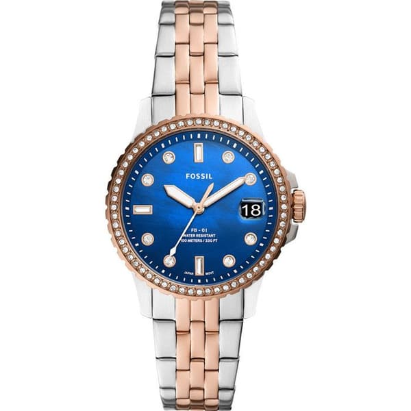 Fossil - Damklocka - Kvarts - Analog - Armband i rostfritt stål Flerfärgad - ES4996