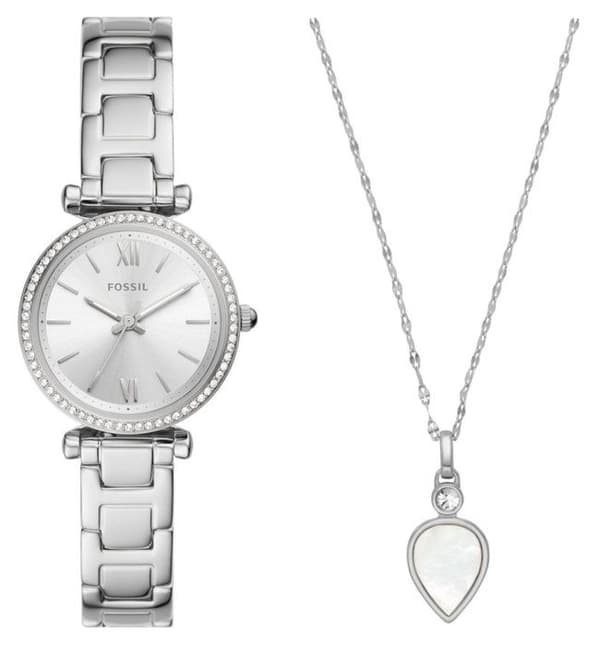 "endast tid visare dam Fossil Carlie Silver/Steel ES5250SET"