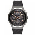 Miniatyrbild 1 av 4: Bulova herrkurv 44 mm svart silikonrem Quartz Grey Urtavla Watch 98A162
