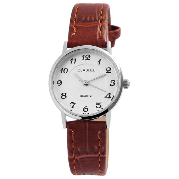 Clasixx damklocka med armband i konstläder - Brun