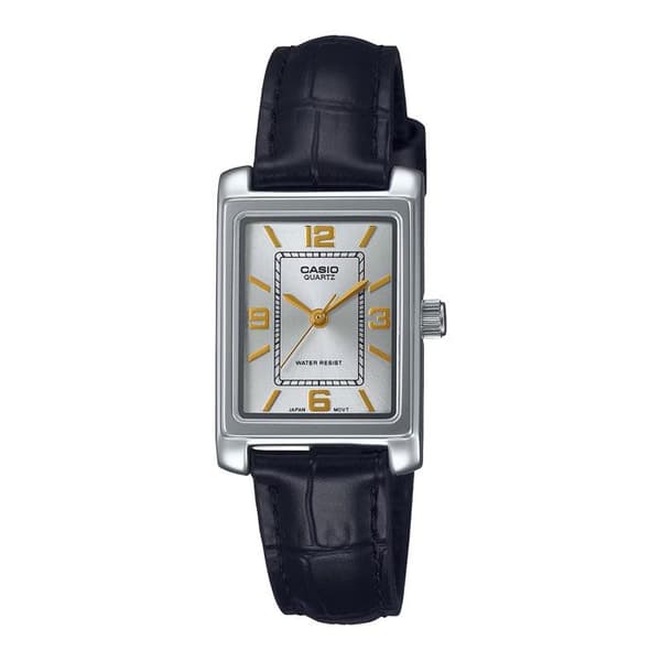 Casio Watch - Dam - LTP-1234PL-7A2EF - Svart läderrem - 3 ATM vattentät