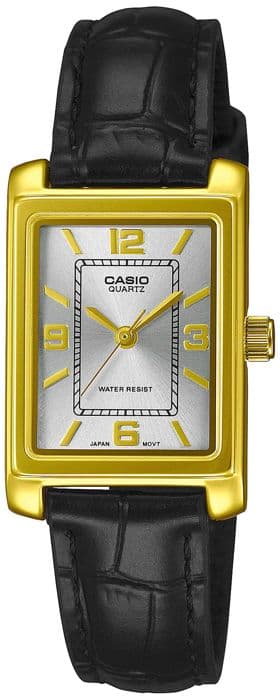 Casio Watch - Dam - LTP-1234PGL-7A2EF - Svart läder - Vattentät 3 Atm