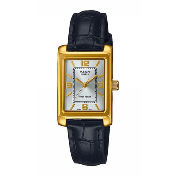 Casio Watch - Dam - LTP-1234PGL-7A2EF - Svart läder - Vattentät 3 Atm