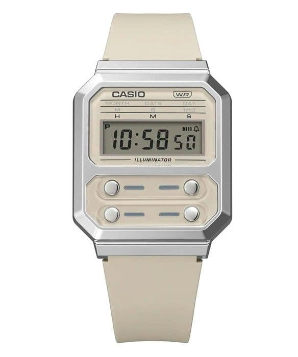 Casio Watch - Unisex - A100WEF-8AEF - Beige - Plast - Kvarts - Digital