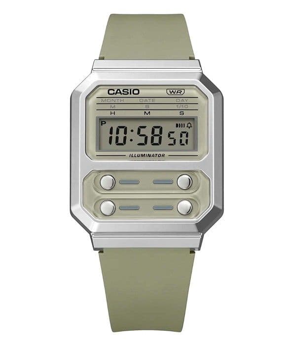 Casio Watch - Unisex - A100WEF-3AEF - Grön - Plast - Kvarts - Digital