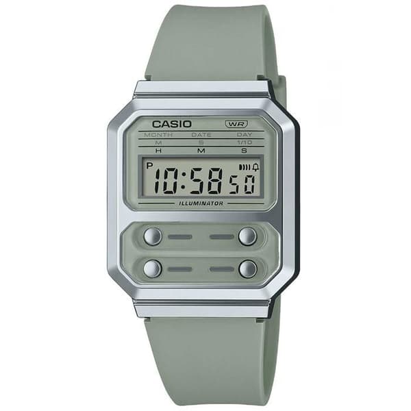 Casio Watch - Unisex - A100WEF-3AEF - Grön - Plast - Kvarts - Digital