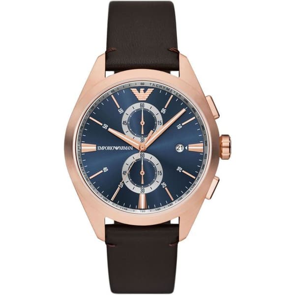 Emporio Armani herrklocka AR11554 - Brunt läder - 43 mm - 5 bar - Kvarts - Analog