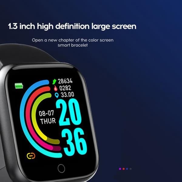 D20 Smartwatch, Fitness Tracker, Blodtryck, Vattentät, Pulsmätare, Bluetooth, Y68