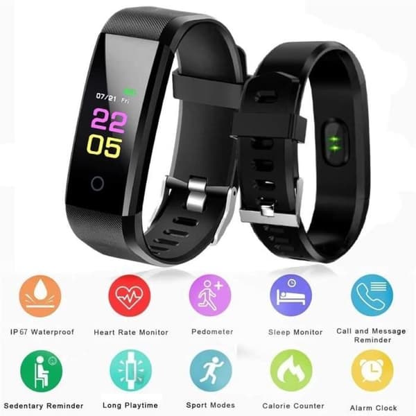 Ansluten klocka Kvinnor Män Ansluten Armband Pulsmätare Vattentät IP67 Smartwatch Sport Fitness Tracker Stegräknare Gå