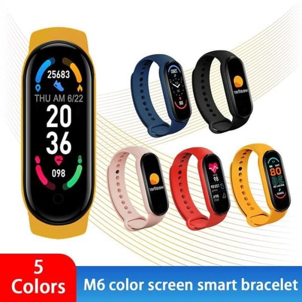 M6 Smart Watch, Fitness Armband, Pulsmätare, Blodtrycksmätare, Svart Skärm -BH1746