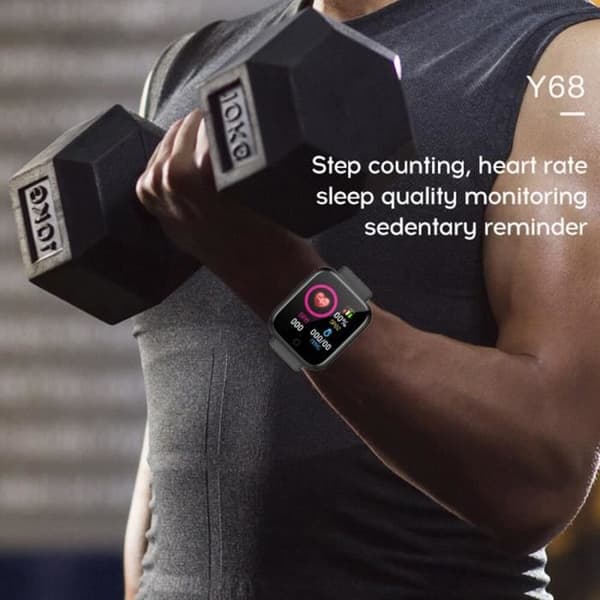 D20 Smartwatch, Fitness Tracker, Blodtryck, Vattentät, Pulsmätare, Svart -WILM5237