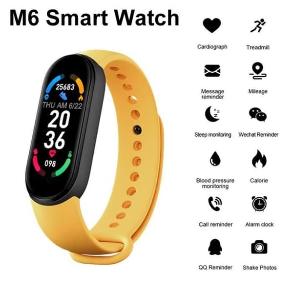 M6 Smart Watch för män Kvinnor Fitness Tracker Puls Blodtryck M6 Svart -WGHY5321