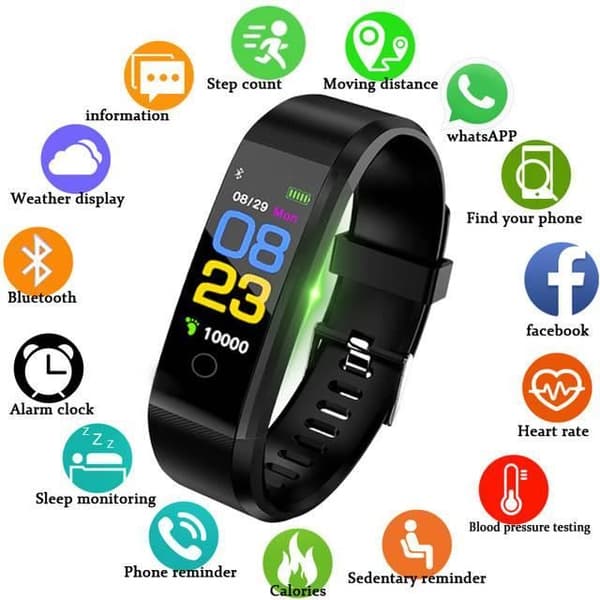 Ansluten klocka - Smartwatch - Cardio/Sport - Pulsmätare - Android - Svart