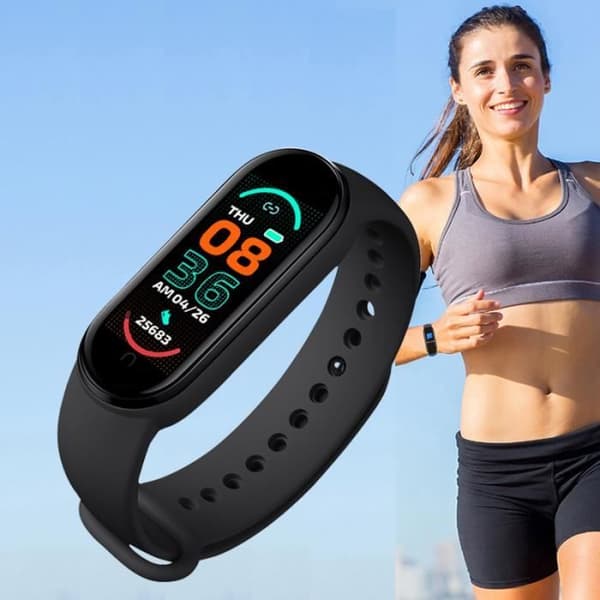 Svart M6 Smart Armband för män och kvinnor, Smart Watch, Fitness Activity Heart Rate Tracker