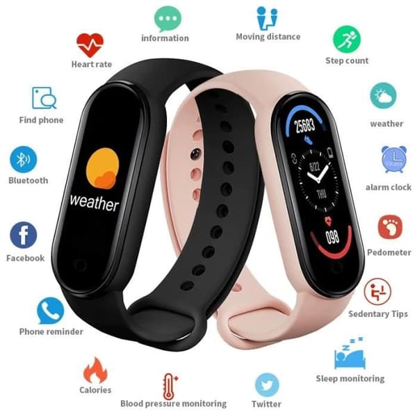 Black-Xiaomi Mijia M6 Smartwatch Sportarmband med stegräknare pulsmätare och