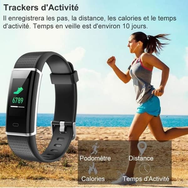 Connected Watch, Connected Armband Color Screen Stegräknare Fitness Activity Tracker Svart