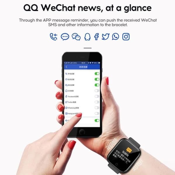 D20 Herr Dam Smart Watch Vattentät Blodtryck Y68 Smartwatch Monitor från f -three svart