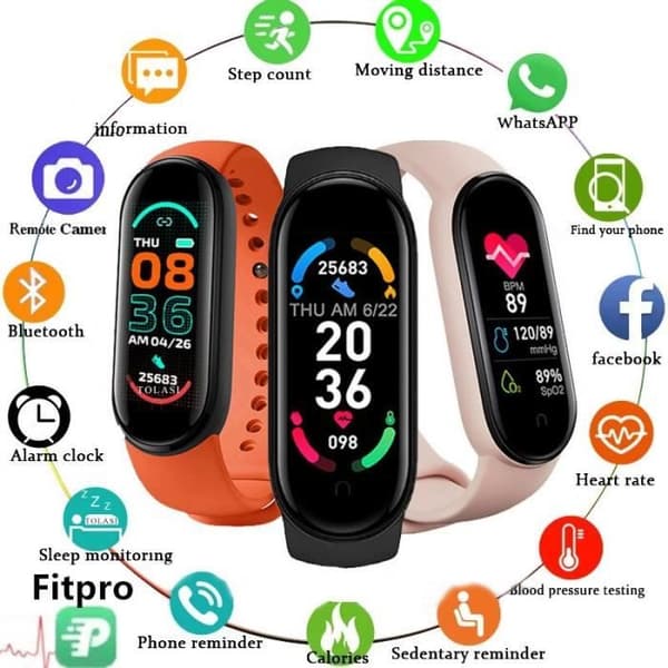 Smartwatch - Fitpro - M6 - Bluetooth - Musik - Hjärtfrekvens
