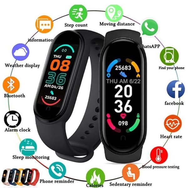 M6 Sports Smartwatch, Bluetooth, Puls och Fitness Tracker, för M6 klockor (svart) -BH3099