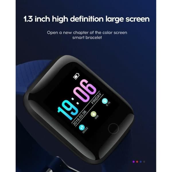Sportsmartwatch - ID116 - Unisex - Pulsmätare - Vattentålig - 1.3 tums skärm