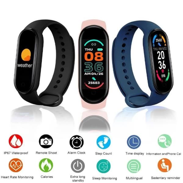 M6 Smartwatch för män Kvinnor Puls Blodtrycksmätare Meddelande Påminnelse m Svart AP