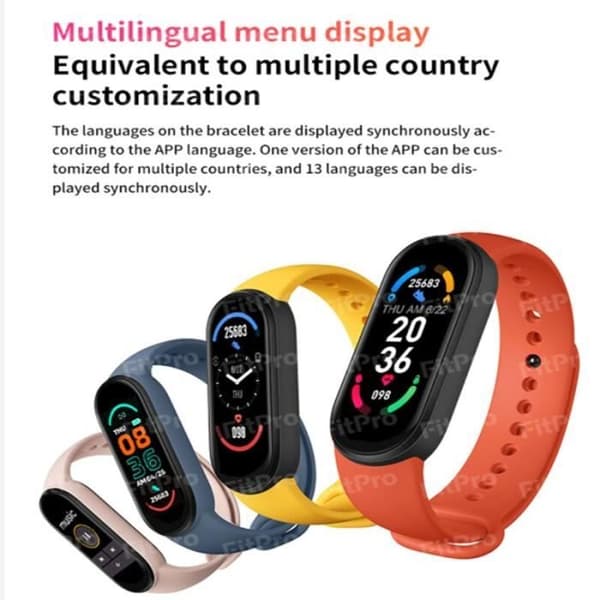 M6 Band 6 smartklocka, fitnessmonitor, puls, blodtryck, skärmläckor 01 -WGHY4972