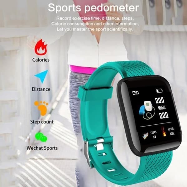 Dropshipping D13 Smart Watches ID116Plus Puls Smart Band Fitness Sportarmband-Rött med låda