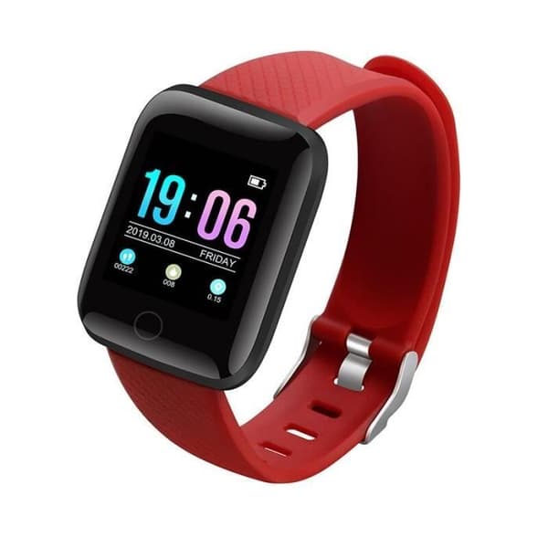 Dropshipping D13 Smart Watches ID116Plus Puls Smart Band Fitness Sportarmband-Rött med låda