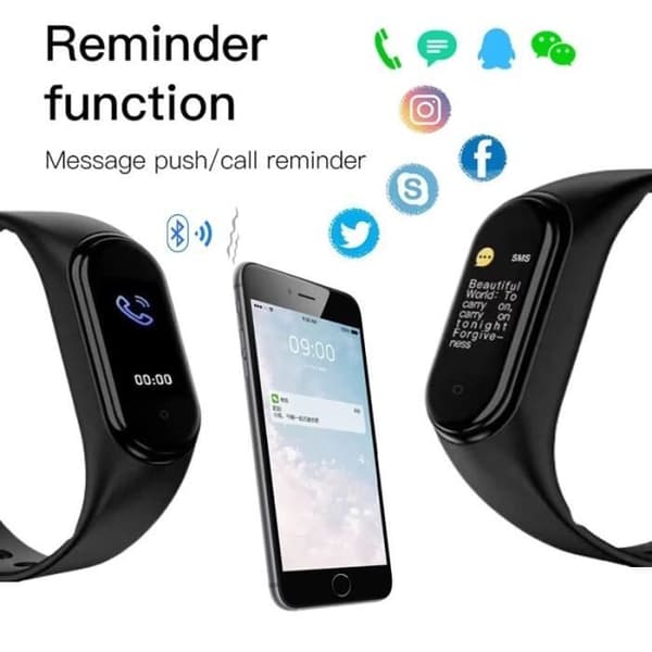 2020 Smartwatch M5 M6 Bluetooth Fitness Tracker Stegräknare Pulsmätare p svart -WGHY342