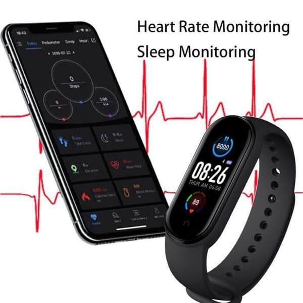 2020 Smartwatch M5 M6 Bluetooth Fitness Tracker Stegräknare Pulsmätare p svart -WGHY342