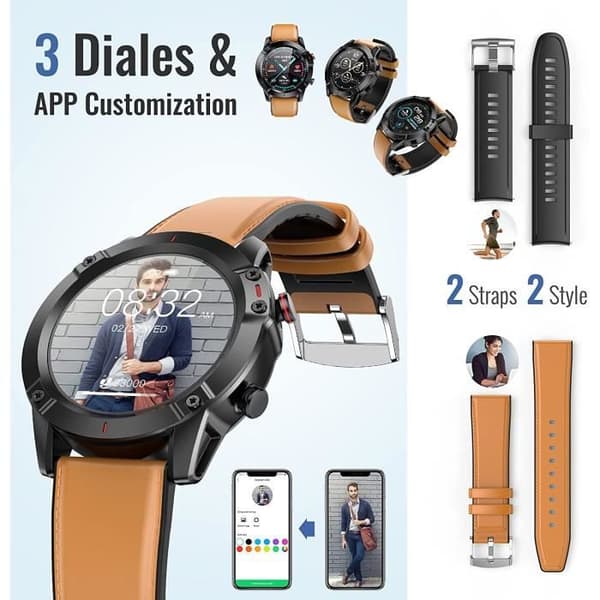 AGPTEK Connected Watch Herr, Smartwatch Sport Watch, IP68 Waterproof Connected Armband Fitness Tracer Puls/Sömn/P