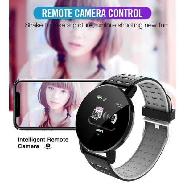 119 Plus Smartwatch för Android och IOS Sport Electronic Armband Clock Activity Tracker phys 119 Black -MEAI5183