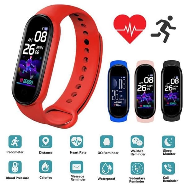 M5-M6 smartklocka, fitnesstracker, puls- och blodsyremätare, M6 svart -BH569