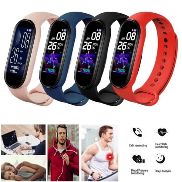 M5-M6 smartklocka, fitnesstracker, puls- och blodsyremätare, M6 svart -BH569