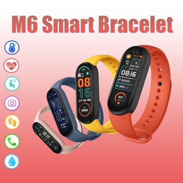 M6 Smart Watch Pulsmätare Blodtryck Hälsa Vattentät Bluetooth Fitness Watch Armband 01 -WGHY5180
