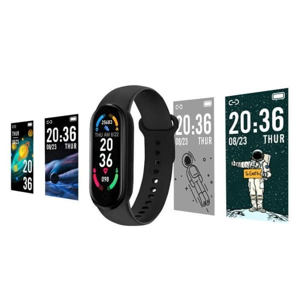 M6 Smart Watch for Herr Dam Puls Blodtrycksmätare Meddelande Påminnelse m Svart BH