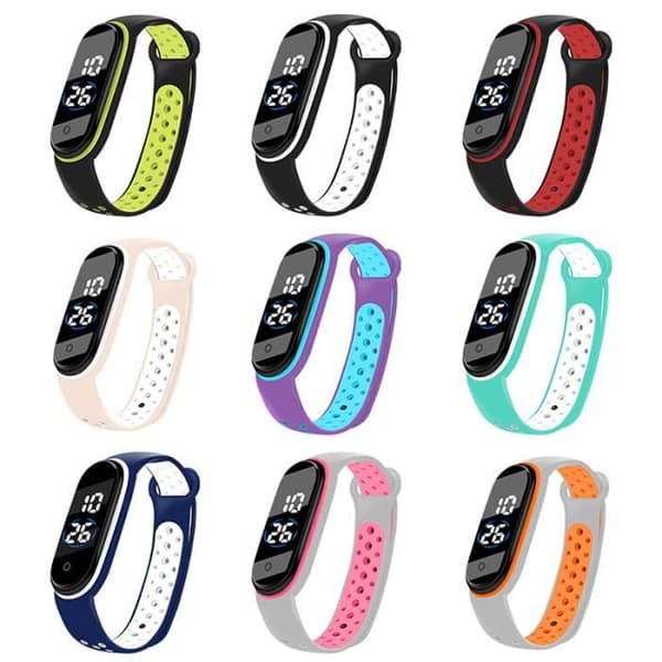 BLUETOOTH WATCH-SMART WATCH, M6B--Vattentät LED digital sportklocka för barn, tonåring pojke och flicka, kiselrem